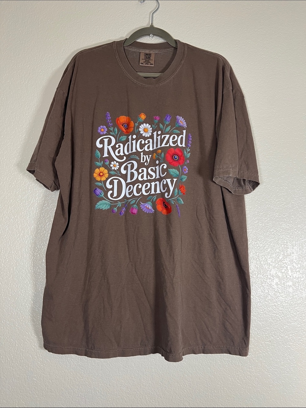 Brown short sleeve graphic cotton tee, size 2X